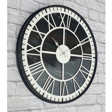 Markakanvas Siyah Metal Kasalı Mermer Desenli  Duvar Saati  ( Çap 50 cm -Çap 80 cm )
