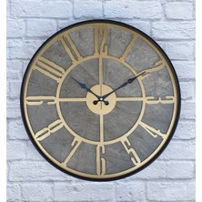 Markakanvas Siyah Metal Kasalı Mermer Desenli  Duvar Saati  ( Çap 50 cm -Çap 80 cm )