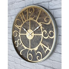 Markakanvas Gri  Metal Kasalı Mermer Desenli  Duvar Saati  ( Çap 50 cm -Çap 80 cm )