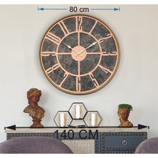 Markakanvas Altın(Gold) Renkli Metal Kasalı Mermer Desenli  Duvar Saati  ( Çap 50 cm -Çap 80 cm )