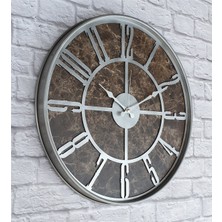 Markakanvas Gri  Metal Kasalı Mermer Desenli  Duvar Saati  ( Çap 50 cm -Çap 80 cm )