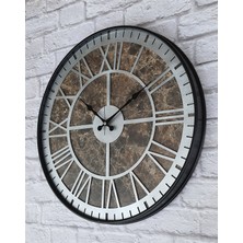 Markakanvas Siyah Metal Kasalı Mermer Desenli  Duvar Saati  ( Çap 50 cm -Çap 80 cm )