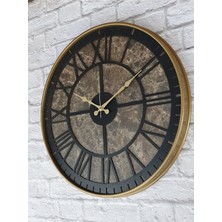 Markakanvas Altın(Gold) Renkli Metal Kasalı Mermer Desenli  Duvar Saati  ( Çap 50 cm -Çap 80 cm )
