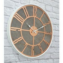 Markakanvas Beyaz Metal Kasalı Mermer Desenli  Duvar Saati  ( Çap 50 cm -Çap 80 cm )