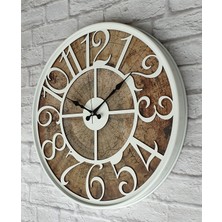 Markakanvas Beyaz Metal Kasalı Eski Dünya Haritalı Duvar Saati (Çap 50 cm - 80 cm )