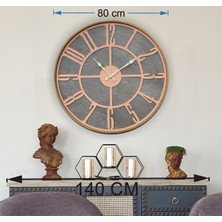 Markakanvas Altın(Gold) Renkli Metal Kasalı Mermer Desenli  Duvar Saati  ( Çap 50 cm -Çap 80 cm )