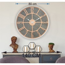 Markakanvas Beyaz Metal Kasalı Mermer Desenli  Duvar Saati  ( Çap 50 cm -Çap 80 cm )