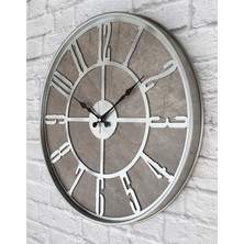 Markakanvas Gri  Metal Kasalı Mermer Desenli  Duvar Saati  ( Çap 50 cm -Çap 80 cm )