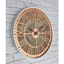 Markakanvas Beyaz Metal Kasalı Eski Dünya Haritalı Duvar Saati (Çap 50 cm - 80 cm )