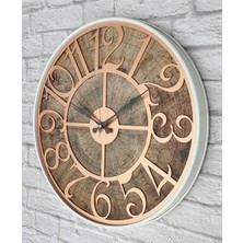 Markakanvas Beyaz Metal Kasalı Eski Dünya Haritalı Duvar Saati (Çap 50 cm - 80 cm )