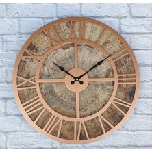 Markakanvas Eski Dünya Haritalı Duvar Saati   (Çap 50 cm - 80 cm )