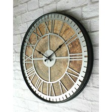 Markakanvas Siyah Metal Kasalı Eski Dünya Haritalı Duvar Saati  (Çap 50 cm - 80 cm )