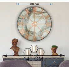 Markakanvas Gri Metal Kasalı Mermer Desenli  Duvar Saati  ( Çap 50 cm -Çap 80 cm )