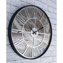 Markakanvas Siyah Metal Kasalı Mermer Desenli  Duvar Saati  ( Çap 50 cm -Çap 80 cm )
