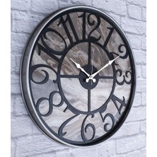 Markakanvas Gri  Metal Kasalı Mermer Desenli  Duvar Saati  ( Çap 50 cm -Çap 80 cm )