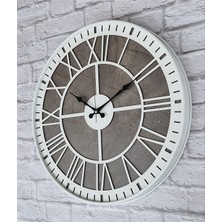 Markakanvas Beyaz Metal Kasalı Mermer Desenli  Duvar Saati  ( Çap 50 cm -Çap 80 cm )