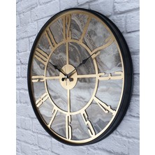 Markakanvas Siyah Metal Kasalı Mermer Desenli  Duvar Saati  ( Çap 50 cm -Çap 80 cm )