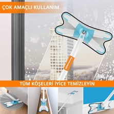 Turuncukoli Kendinden Sıkmalı x Mop Yer Duvar Cam Silme Mopu  Yedek Bezli Temizlik Fırçalı