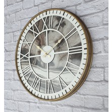 Markakanvas Altın Gold Renkli Metal Kasalı Mermer Desenli  Duvar Saati    50 x 80  cm