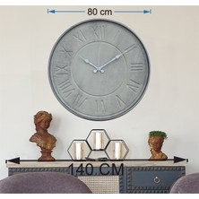 Markakanvas Metal Kasalı Beton Renkli Duvar Saati     50 x 80  cm