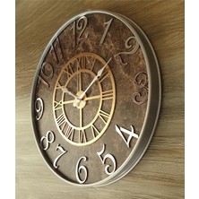 Markakanvas Gri Metal Kasalı Mermer Desenli Ayna Rakamlı Duvar Saati      50 x 80 cm