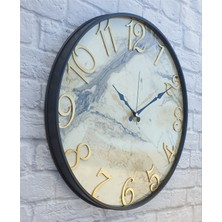 Markakanvas Siyah Metal Kasalı Mermer Desenli  Duvar Saati    50 x 80  cm