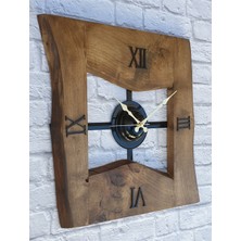 Markakanvas Doğal Masif Ahşap Kare Duvar Saati 50 x 50 cm