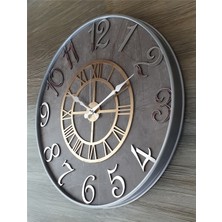 Markakanvas Gri Metal Kasalı Mermer Desenli Ayna Rakamlı Duvar Saati   ( Çap  50 cm - 80CM )