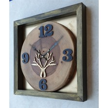 Markakanvas Kare Doğal Masif Ahşap Ceviz Ağacı   Duvar  Masa Saati 30 x 30  cm