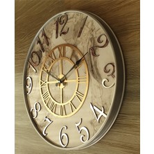 Markakanvas Gri Metal Kasalı Mermer Desenli Ayna Rakamlı Duvar Saati      50 x 80 cm