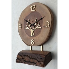 Markakanvas Doğal Masif Ahşap Ağaç Gold Altın Duvar  Masa Saati 25 x 40  cm