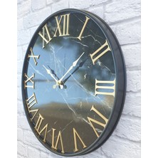 Markakanvas Siyah Metal Kasalı Mermer Desenli  Duvar Saati      50 x 80 cm