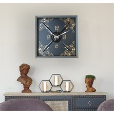 Markakanvas Metal , Ahşap Eskitme Duvar Saati 50X50CM