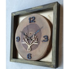 Markakanvas Kare Doğal Masif Ahşap Ceviz Ağacı   Duvar  Masa Saati 30 x 30  cm