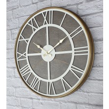 Markakanvas Altın Gold Renk Metal Kasalı Mermer Desenli Duvar Saati  50 x 80  cm