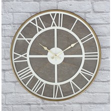 Markakanvas Altın Gold Renk Metal Kasalı Mermer Desenli Duvar Saati  50 x 80  cm