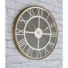 Markakanvas Altın Gold Renk Metal Kasalı Mermer Desenli Duvar Saati  50 x 80  cm