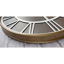 Markakanvas Altın Gold Renk Metal Kasalı Mermer Desenli Duvar Saati  50 x 80  cm