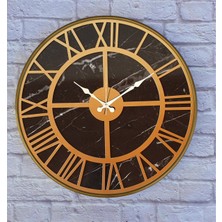 Markakanvas Altın Gold Renk Metal Kasalı Mermer Desenli Duvar Saati  50 x 80  cm