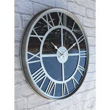 Markakanvas Gri Metal Kasalı Mermer Desenli Duvar Saati  50 x 80  cm