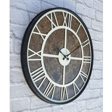 Markakanvas Siyah Metal Kasalı Mermer Desenli Duvar Saati  50 x 80  cm