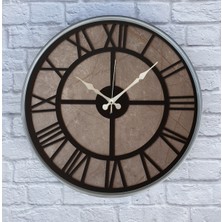 Markakanvas Gri Metal Kasalı Mermer Desenli Duvar Saati  50 x 80  cm
