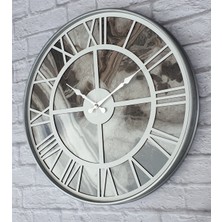 Markakanvas Gri Metal Kasalı Mermer Desenli Duvar Saati Çap 50 - 80 cm