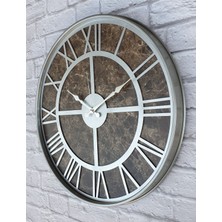 Markakanvas Gri Metal Kasalı Mermer Desenli Duvar Saati  50 x 80  cm