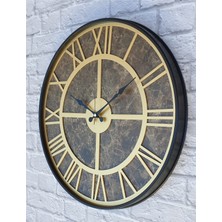 Markakanvas Siyah Metal Kasalı Mermer Desenli Duvar Saati Çap 50 - 80 cm