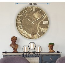 Markakanvas Gri Metal Kasalı Mermer Desenli Ayna Rakamlı Duvar Saati      50 x 80 cm