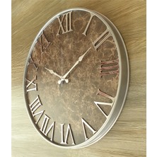 Markakanvas Gri Metal Kasalı Mermer Desenli Ayna Rakamlı Duvar Saati      50 x 80 cm
