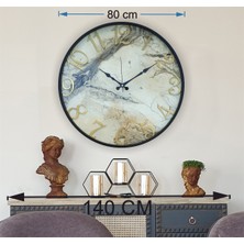 Markakanvas Siyah Metal Kasalı Mermer Desenli  Duvar Saati    50 x 80  cm