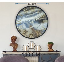 Markakanvas Siyah Metal Kasalı Mermer Desenli  Duvar Saati    50 x 80  cm