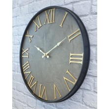 Markakanvas Siyah Metal Kasalı Mermer Desenli  Duvar Saati    50 x 80  cm